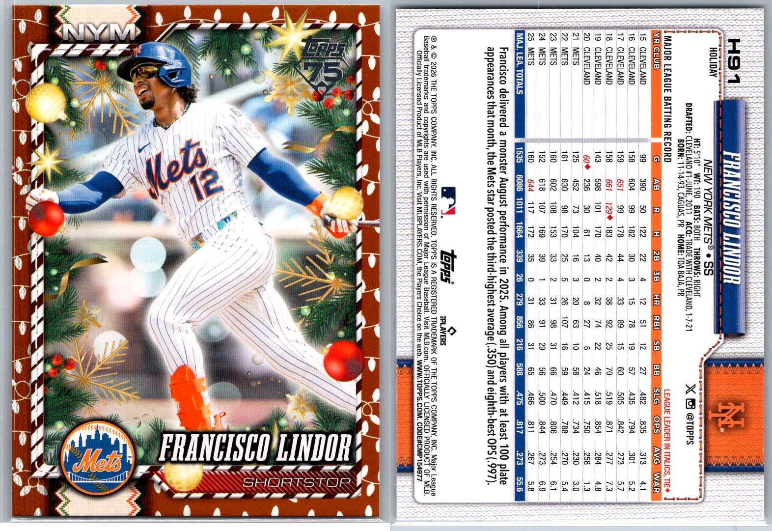 2026 Topps Holiday Baseball BLUE METALLIC & HOLIDAY LIGHTS Pick Your Cards!