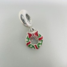 Authentic PANDORA  796362ENMX Holiday Wreath Bead Christmas Sterling Charm