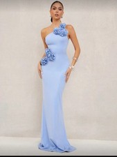 Blue One-Shoulder Sleeveless Floor-Length Formal Bridesmaid Dress