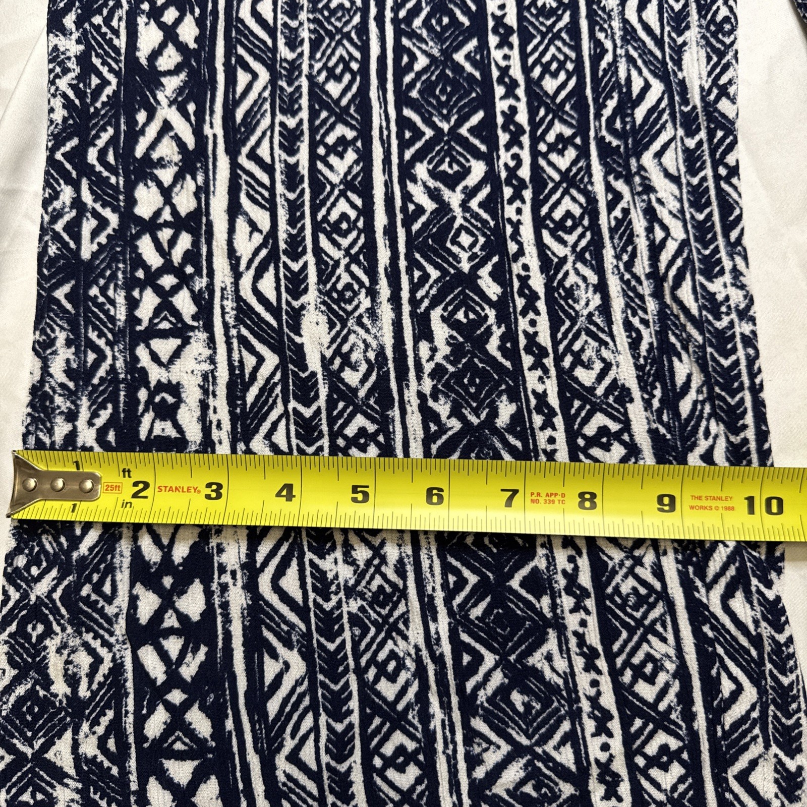 Three Dots Womens Navy White Geometric Tribal Print Wide Leg Rayon Pants Size M image 3