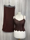 Karen Millen Red Sparkle Knit 2 Piece Festival Beach Cover Up Small PWB