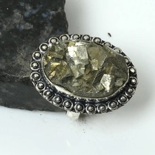 Apache Pyrite Druzy Gemstone Handmade Ring Jewelry For Unisex US Size-7 AR 16731