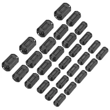 30Pcs 5Size Clip-on Ferrite Ring Core Noise Filter Cable Clip EMI RFI Black
