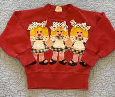 R.K. Sewing Appliqued Sweatshirt Size 2T Dolls Made in USA Vintage