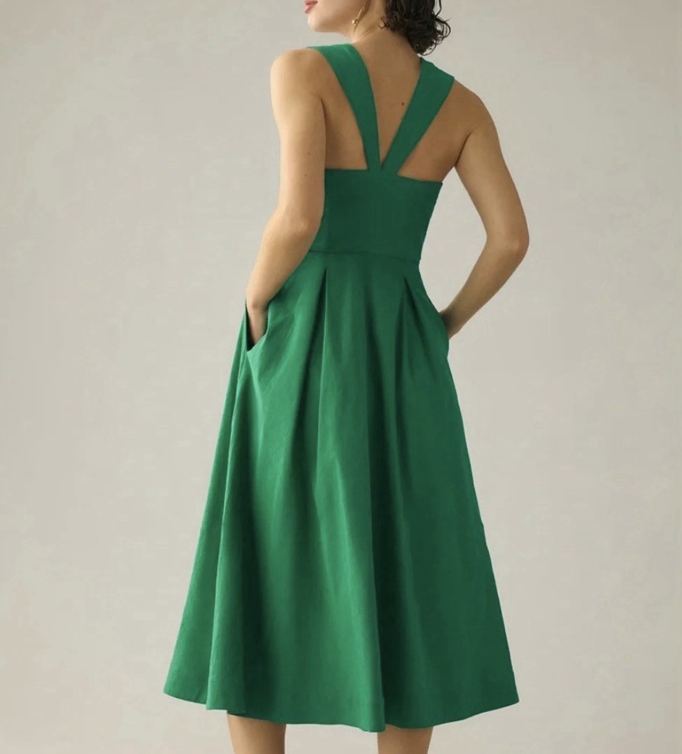 Maeve by Anthropologie Green Button Front Midi Sleeveless A-Line Dress 14  NWT | eBay