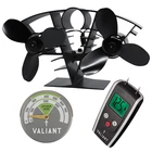 Valiant Twin Blade Stove Fan, Stove Thermometer in Green & Moisture Meter BUNDLE