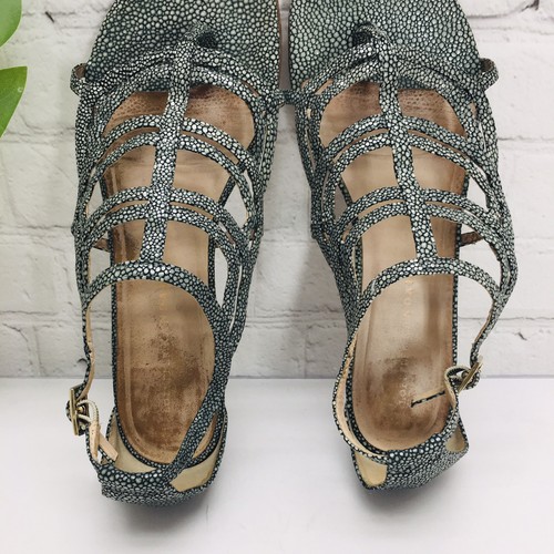 Loeffler Randall Thong Sandals Women's 8 Green Leather Strappy Flat Made Italy - Picture 12 of 12