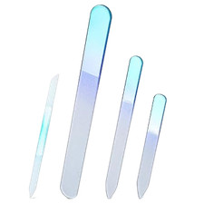 Glass Nail File and Cuticle Pusher Set Gradient Blue Double Sided Crystal Nail