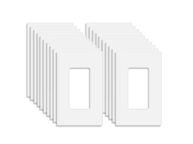 ENERLITES White 1-Gang, Decorator/Rocker, Plastic,Screwless Wall Plate (10-Pack)