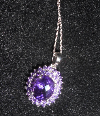 Effy Amethyst Halskette ~ 14K Weißgold mit 18 Zoll Weißgold Kette signiert BH