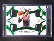 2024-25 Panini Flawless Victor Wembanyama Game Used Quad Patch Green /5