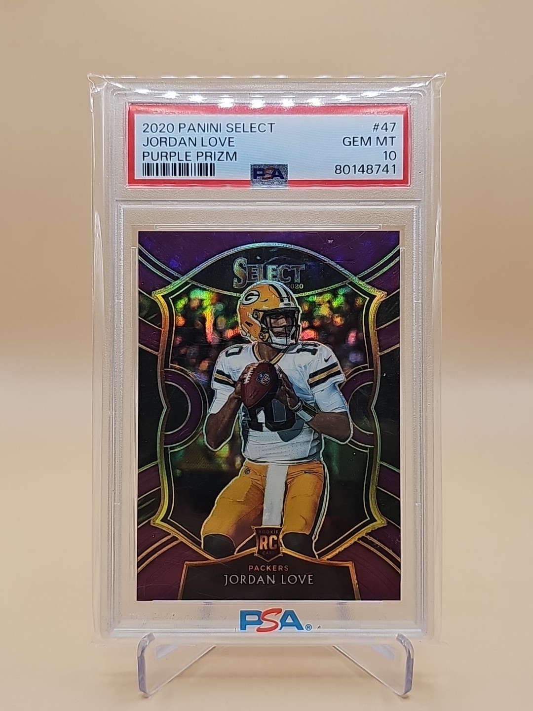 JORDAN LOVE 2020 SELECT CONCOURSE ROOKIE PURPLE PRIZM RC /75 PSA 10 LOW POP