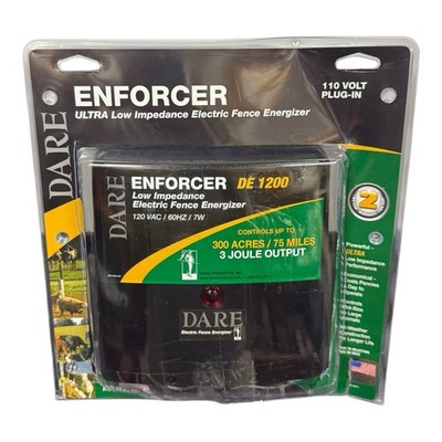 DARE ENFORCER DE1200 Electric Fence Energizer 300 Acre Plug-In NEW OB