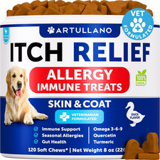 Dog Allergy Relief Chews - Itching Skin Relief for Dogs - Fish Oil - Omega 3 - S