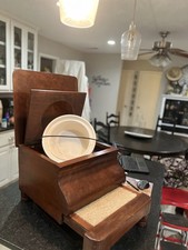 Rare amazing conversation piece Antique Chamber Pot Commode Toilet Step stool.