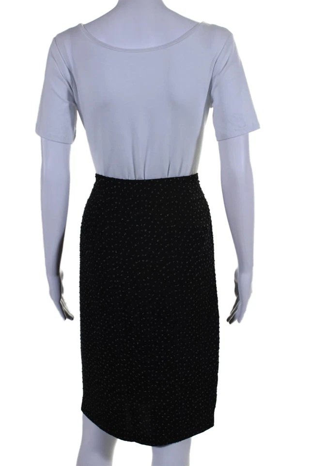 Minifalda negra con cierre de gancho texturizada línea A de ceremonia de apertura para mujer talla S Foto 3 de 4