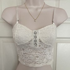 Forever 21 White Floral Lace Bralette Fairy Cropped Camisole Corset Top Size S