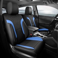 Black and Blue Car Seat Covers Only Front 2pc - Breathable Front- Set BlackBlue