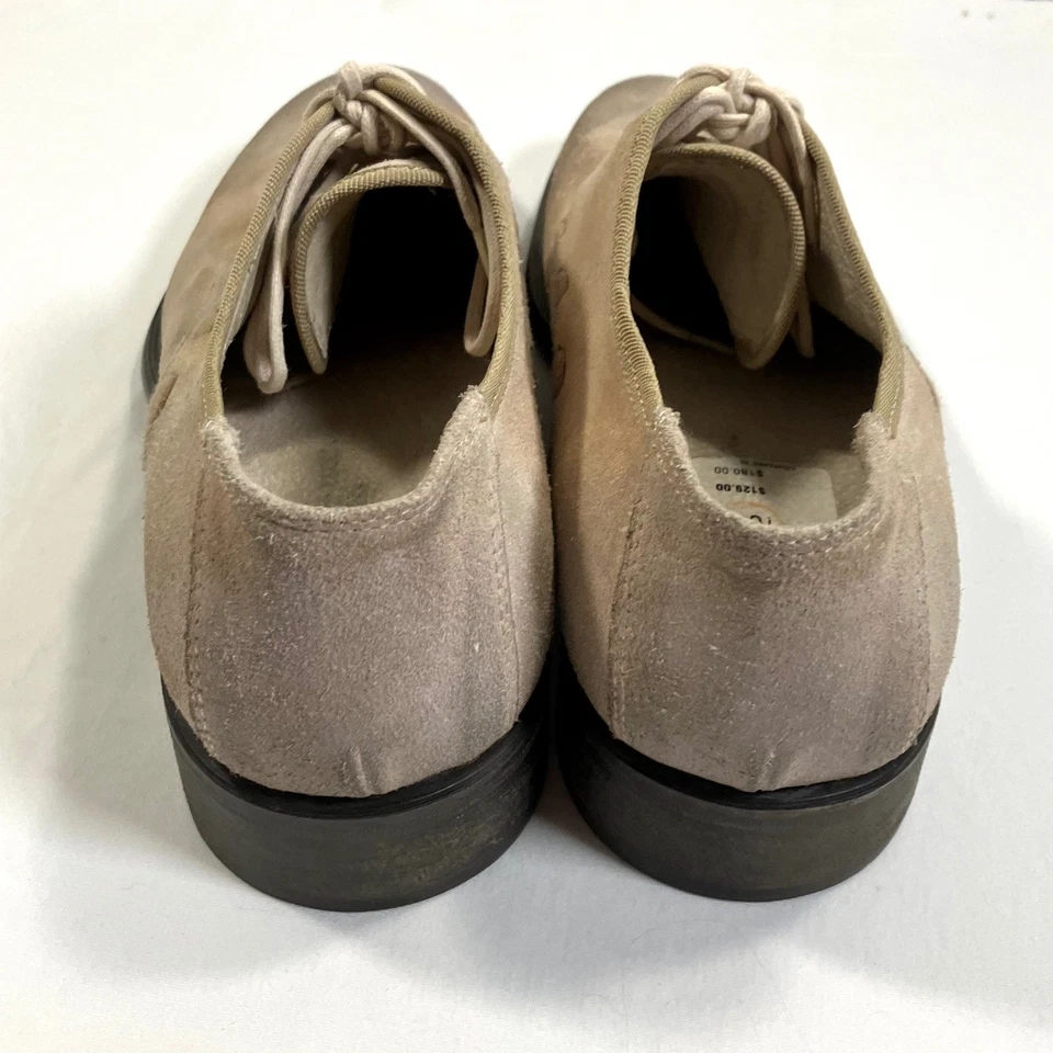 Zapatos Oxford Italianos Bacco Bucci Beige Gamuza Hombres 10.5D Estilo Vintage Envejecido Foto 3 de 4