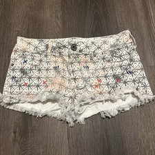 Bullhead Frayed Short Shorts Womens Size 1 Pink Cotton Denim Stretch