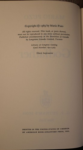 Mario Puzo / The Godfather 1st Edition 1969 - Picture 5 of 5