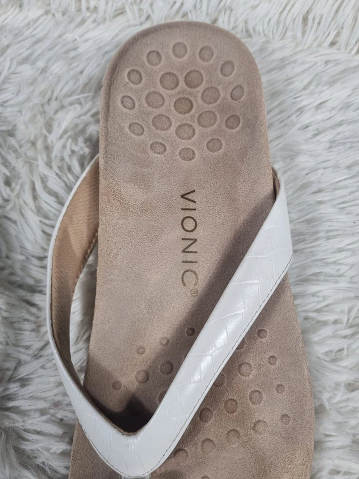 Vionic Dillon Toe Post Flip Flop Sandals Womens 11 White Wide Orthotic Comfort - Image 4 of 4