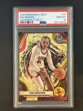Marketplace image: 2024-25 Bowman University Best - Kiki Iriafen #47 SuperFractor 1/1 (RC) PSA 10