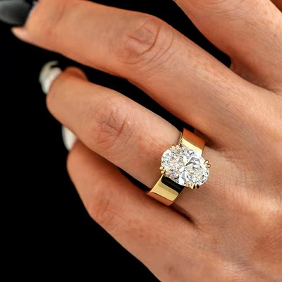 Laborgefertigter Diamant 4,5 kt Ovalschliff Testpass VVS1/D 18 K Gold Verlobungsring