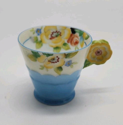 ANTIQUE NORITAKE HD PAINT FLORAL YELLOW DAISY HANDLE DEMITASSE CUP/SAUCER c.1918 - Picture 4 of 15