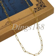 Real 18K Yellow Gold Filled Designer Inspired 24 2inch Paper Clip Chain Necklace