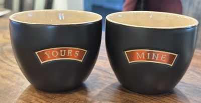 Set of 2 Baileys Original Irish Cream Cups Mine and Yours Mugs / Dessert Bowls