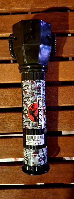 JURASSIC PARK FLASHLIGHT 199O PROJECTS THE JP T-REX LOGO LIGHT TESTED BRAND NEW 