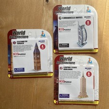 3 x Mini 3D Puzzle:  Big Ben, Empire State Building, Burj al Arab, 4-9 Teile