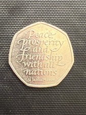 Rare 50p Coin - Brexit European Union Withdrawal Peace Prosperity & Friendship