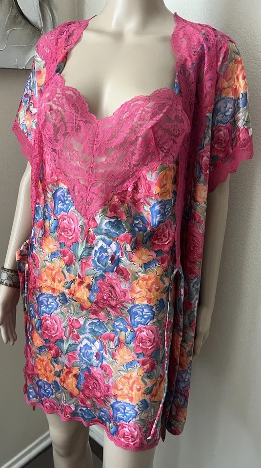 VANITY FAIR Vestido de Encaje Floral Vintage Prendas para Dormir Babydoll Vestido sin Mangas y Bata 2 Piezas S Foto 2 de 4