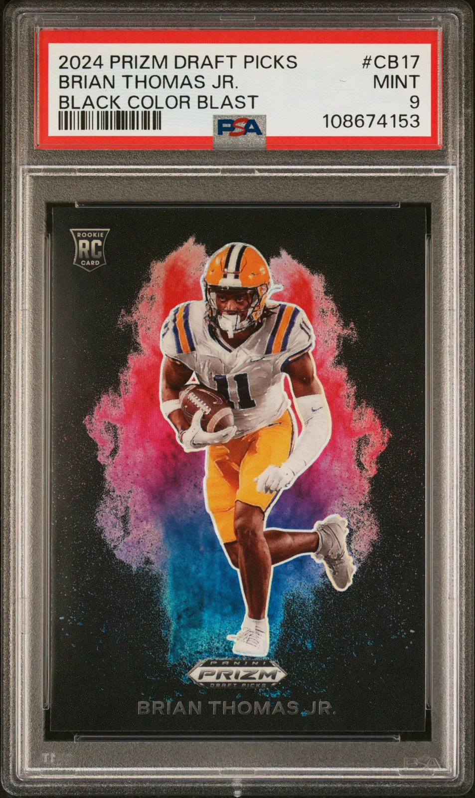 2024 Panini Prizm Draft Picks Black Color Blast Brian Thomas JR. #CB17 PSA 9