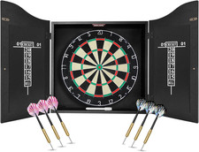 Professional 18" Bristle Dart Board Set with 6 Darts Rotating Number Ring