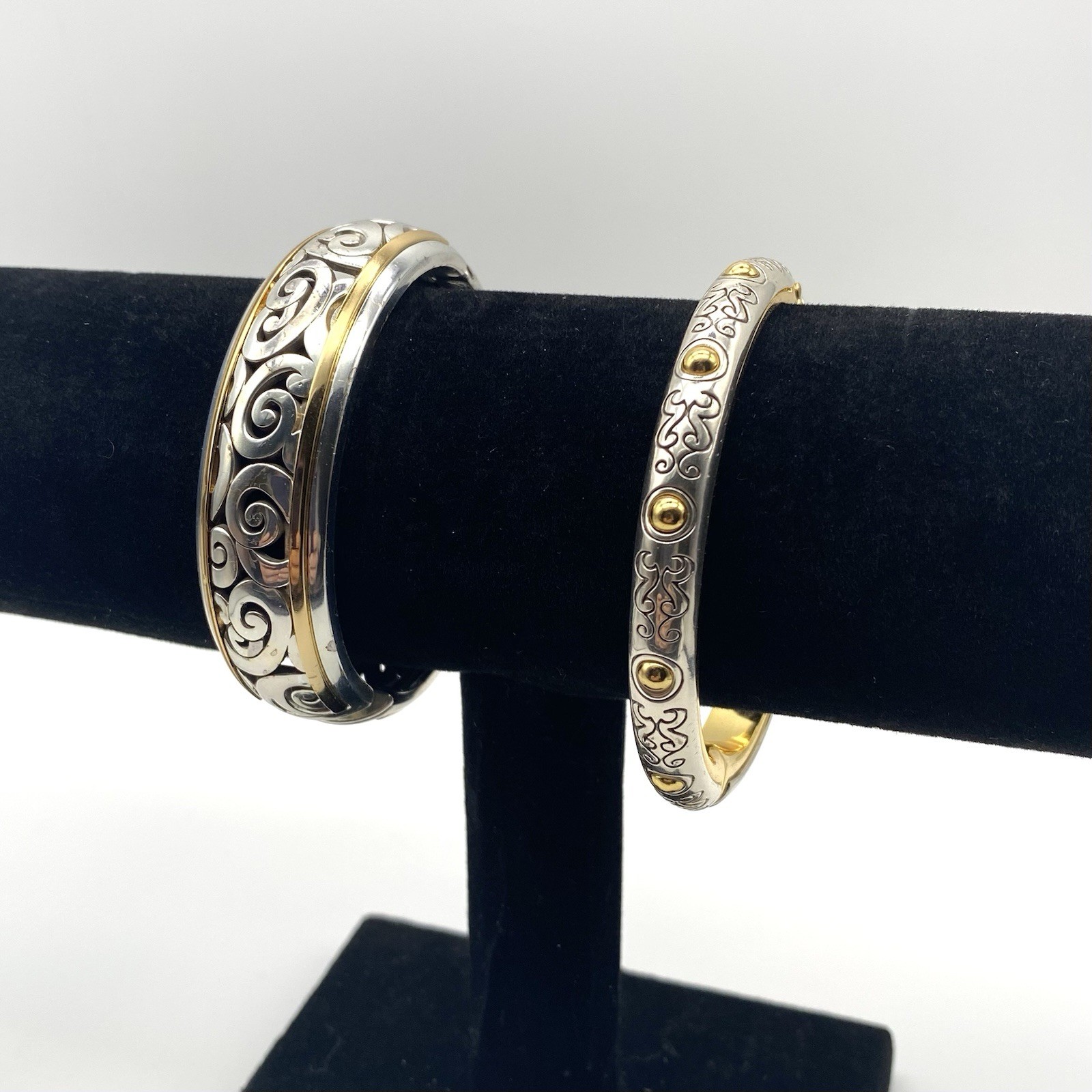 Brighton Spin Master and Aries Hinged Bangle Bracelets in Gold Silver Plated