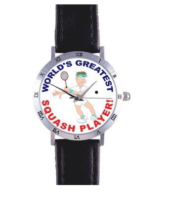 WORLD'S GREATEST SQUASH PLAYER WATCH: RACKET, HARDBALL, BOAST, RARE COLLECTIBLE!