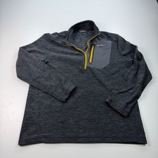 Eddie Bauer 1/4 Zip Pullover Fleece Sweater Mens Medium Gray Pockets OUtdoors
