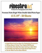 13" X 19" Premium Matte Bright White Inkjet Double Sided Photo Paper - 50 Sheets