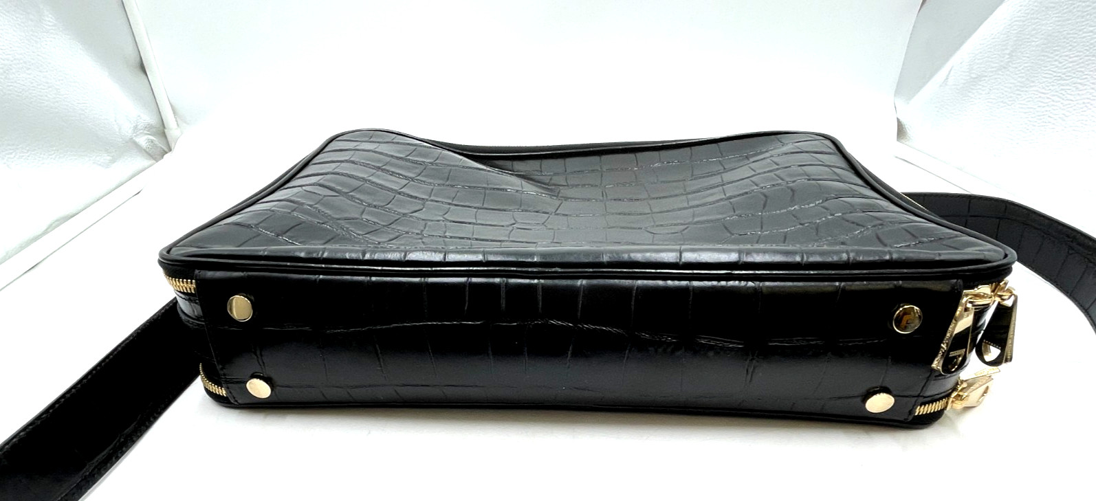 Luxury Aspinal of London Crocodile Embossed Leather Briefcase image 4