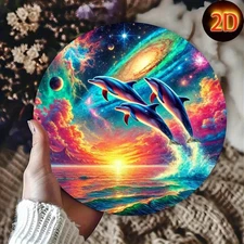 2D Flat, 1pc 8x8 Inches Patriotic July 4th Round Aluminum Sign - Durable Aluminu