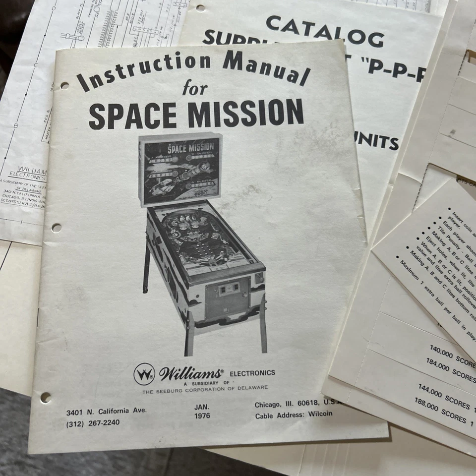 original Space Mission Set Williams pinball MACHINE manual - Image 2 of 4