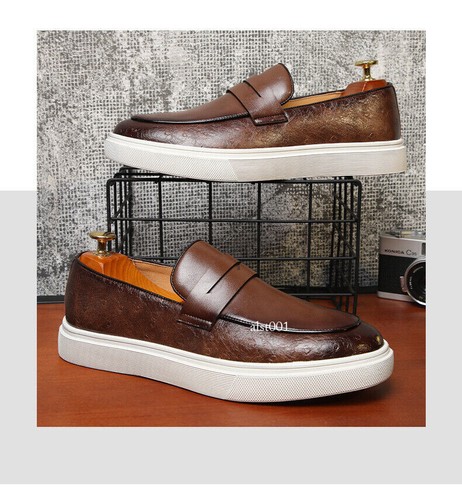 Mens Leather Loafers Sneakers Slip on Fashion Brown Boat Shoes Plus Size:6-13 - Bild 9 von 19