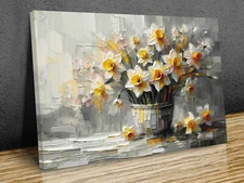 Daffodils Abstract Modern  art  mounted canvas print art ready to hang