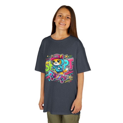 Kids Tee, Cool Skate Cat Shirt - Fun Gift for Boys and Girls, Playful Summer - Picture 46 of 51