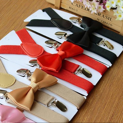 Kids Suspenders with Bowtie Fashion Children Bow Tie Set Boys Braces Girls - Picture 22 of 40