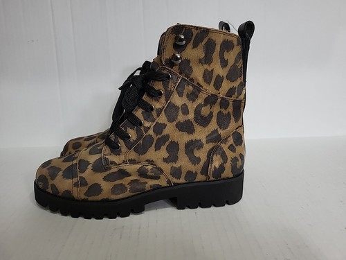 Donald Pliner Ease Combat Boot Leather & Suede Bootie Women's Size 6M Cheetah - Picture 2 of 11