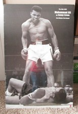 PÓSTER DE BOXEO DE COLECCIÓN MUHAMMAD ALI vs SONNY LISTON ENVUELTO ENCOGIMIENTO ARTÍCULO RARO